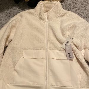 white jacket, medium, xersion, new, willing to negotiate